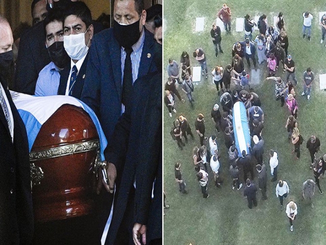 دیگو مارادونا به خاک سپرده شد + عکس