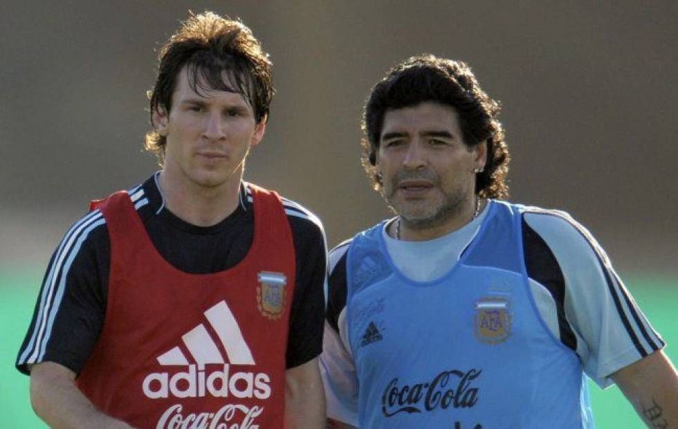لیونل مسی در کنار دیگو مارادونا