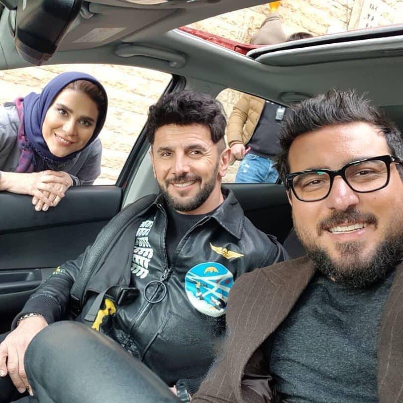 امین حیایی، محسن کیایی و سحر دولتشاهی در پشت صحنه سریال ساخت ایران