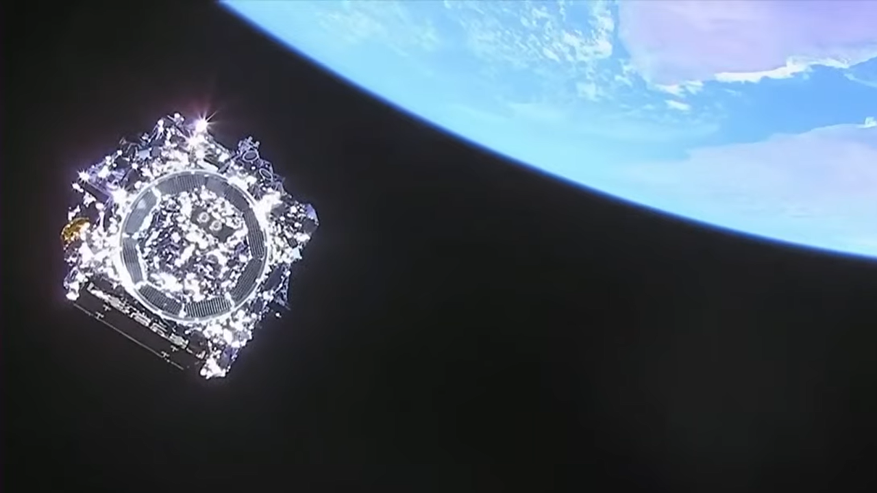 رهاسازی تلسکوپ جیمز وب در فضا پس از جداسازی از موشک آریان 5