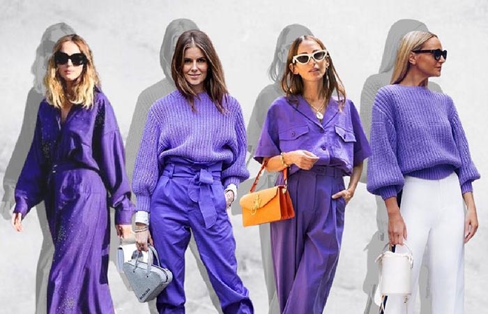 استایل پاییزی رنگ آبی بنفش