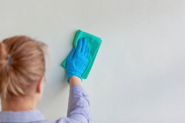 تمیز کردن دیوارهای سالن پذیرایی برای خانه تکانی