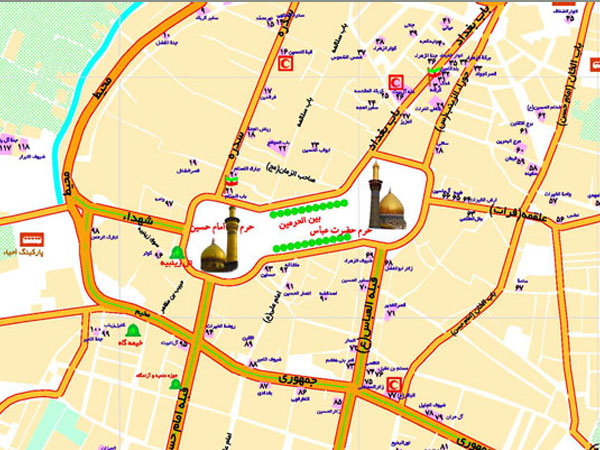 نقشه شهر کربلا معلی