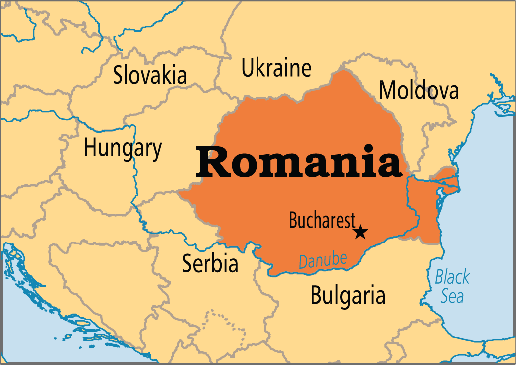 کشور رومانی در نقشه جهان