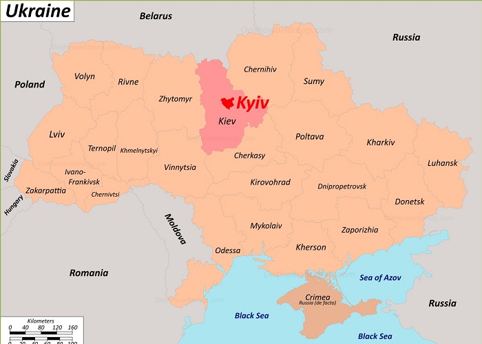 شهر کی یف روی نقشه
