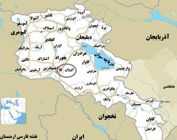 شهر ایروان روی نقشه
