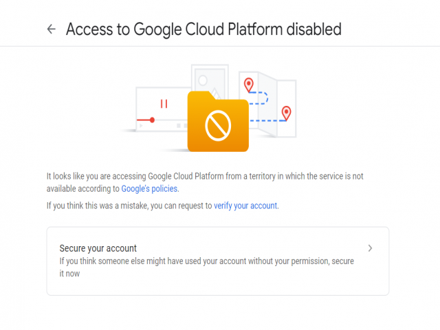 دلیل نمایش خطا Access to Google Cloud Platform disabled دلیل نمایش خطا Access to Google Cloud Platform disabled