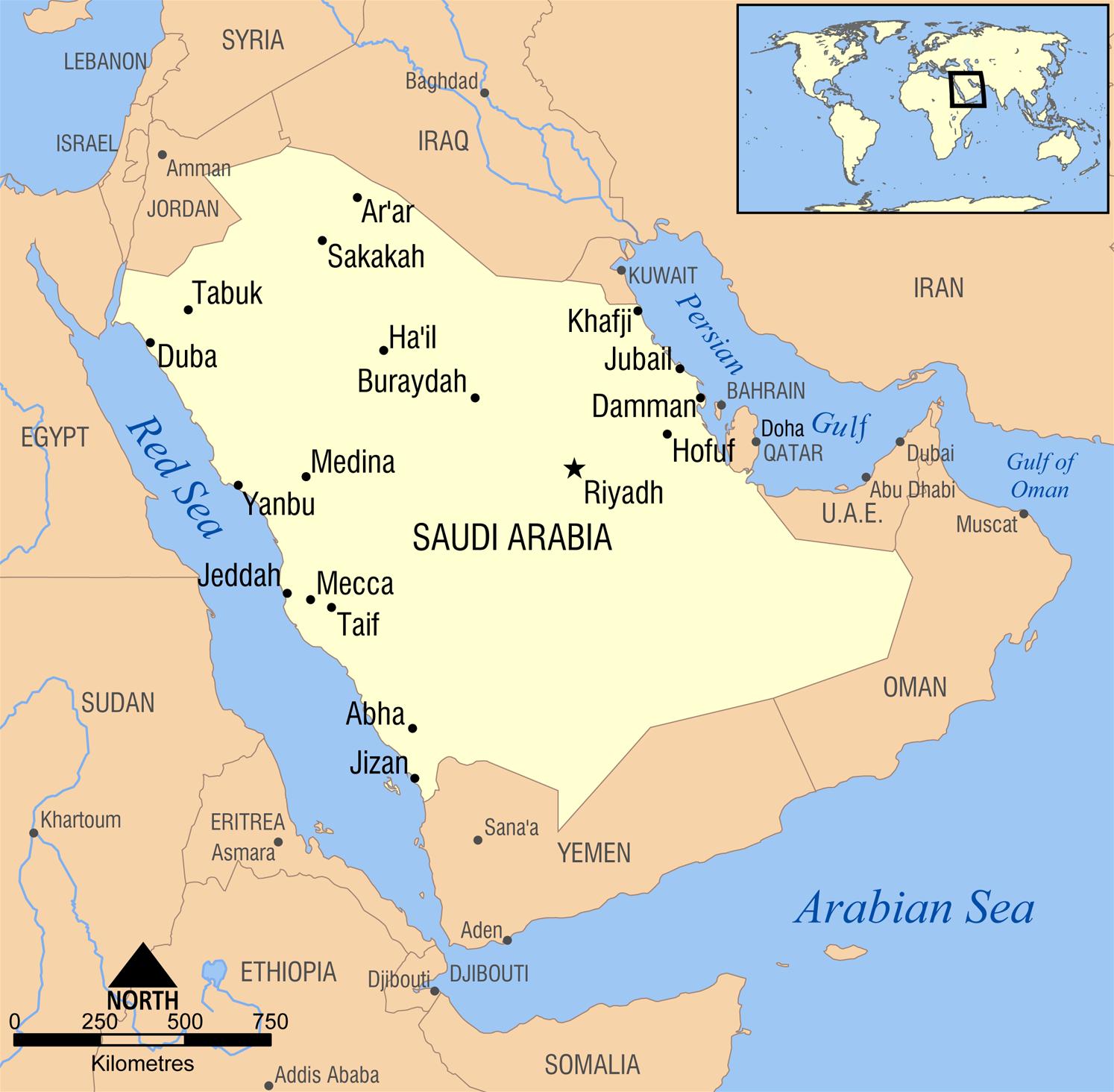 نقشه ریاض پایتخت عربستان
