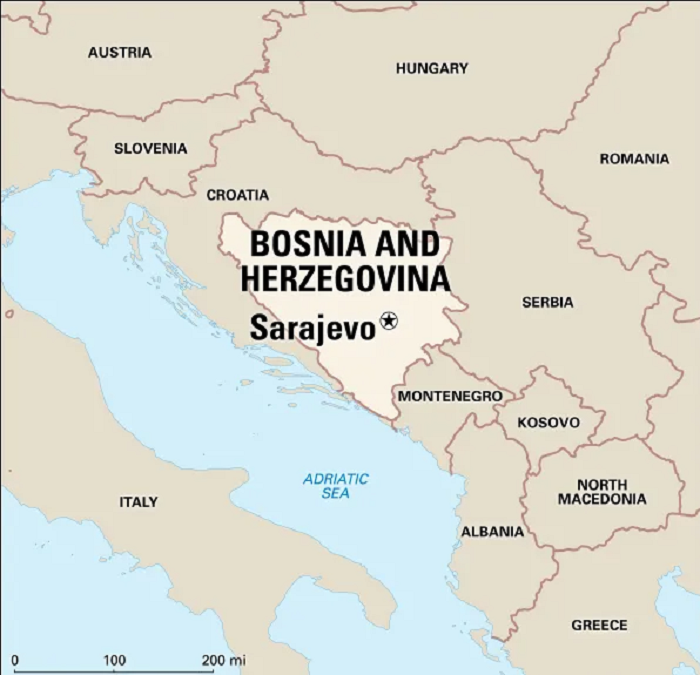 بوسنی و هرزگوین روی نقشه