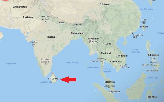 سریلانکا روی نقشه
