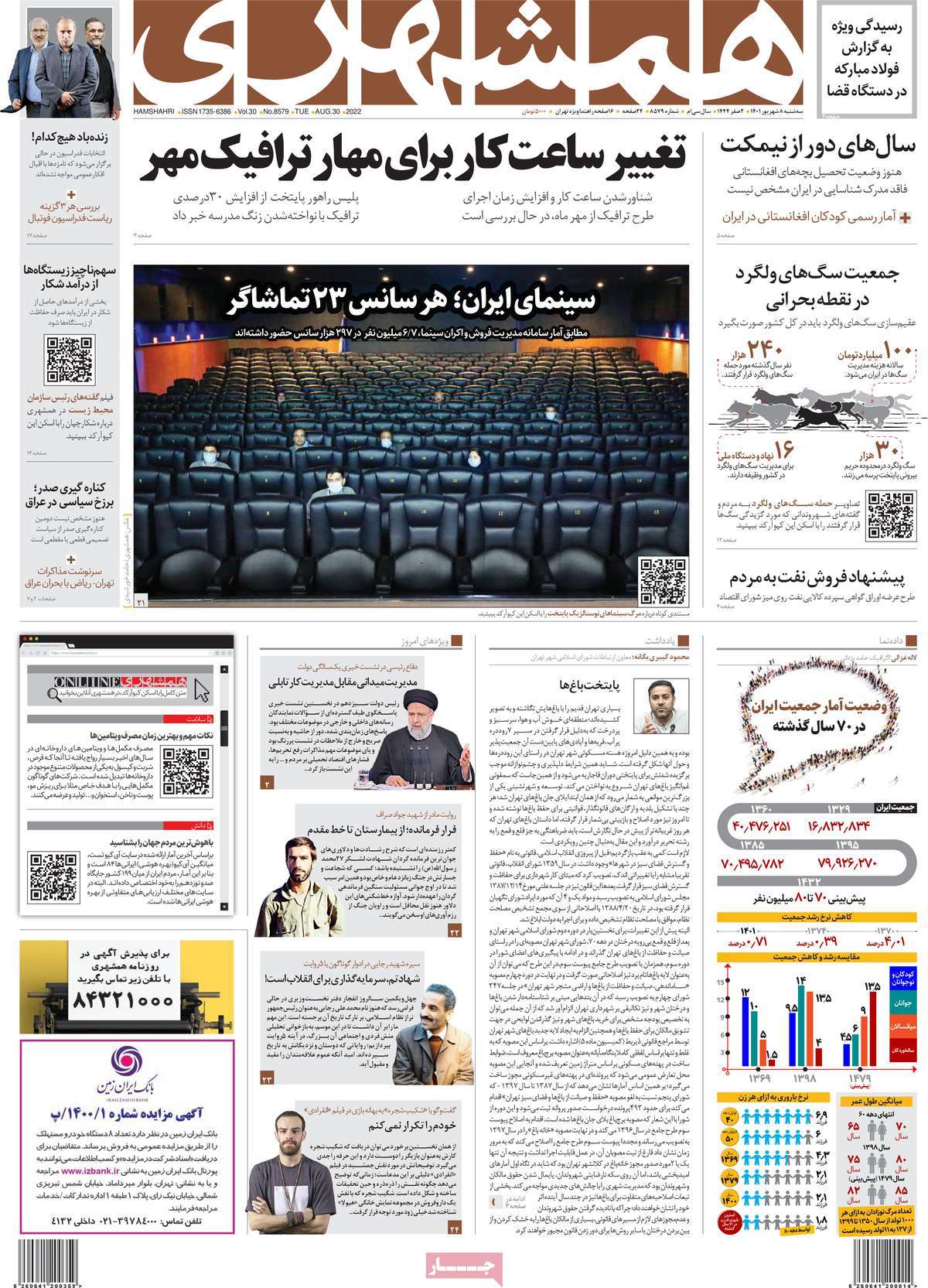 تیتر روزنامه های 8 شهریور1401