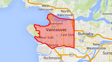 نقشه شهر ونکوور کانادا 