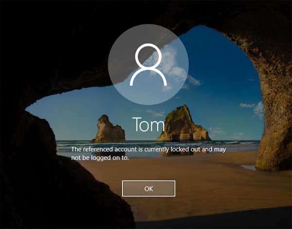 بررسی ارور The referenced account is currently locked out