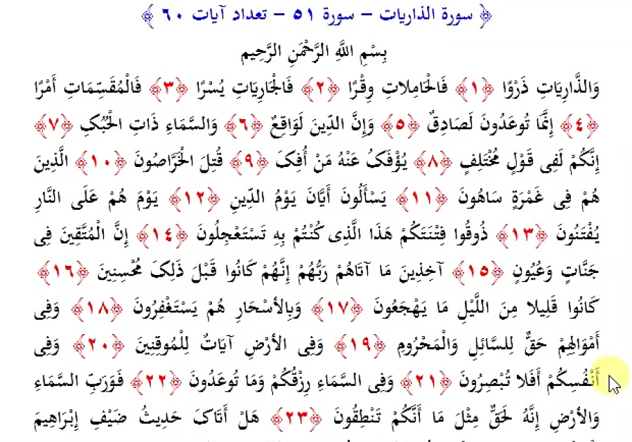 تفسیر سوره الذاریات