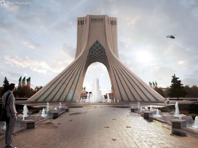 برج آزادی و آب نما های اطراف