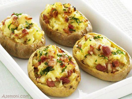 طرز تهیه سیب زمینی شکم پر