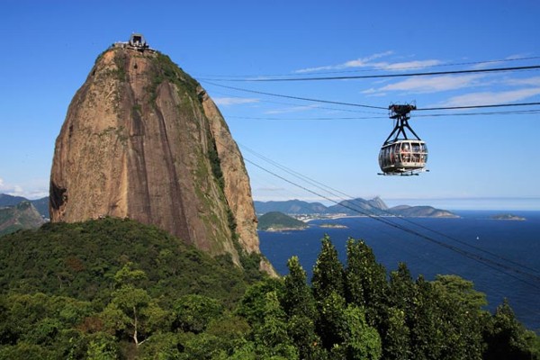 Brazil, Rio de Janeiro, Sugar Loaf Mountain - Pao de Acucar and cable car with the bay and Atlantic Ocean in the background.; Shutterstock ID 65583079; Project/Title: Rio de Janeiro app; Downloader: Melanie Marin