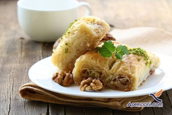 طرز تهیه باقلوا برشی بادام