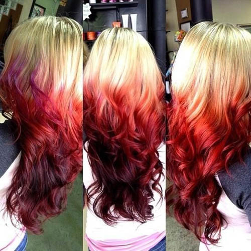 Red Ombre Hairstyle for Long Hair Ombre Hair Colour Ideas 2015 مدل رنگ موی سال 2016