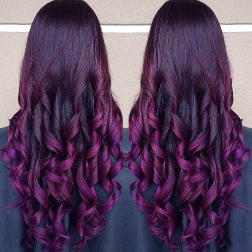 dark purple soft curls for 2015 hair color trends مدل رنگ موی سال 2016