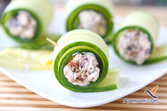 رول خیار پیش غذای شیک و آسان