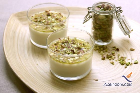 دسر خوشمزه مهلبیه با پودر پسته