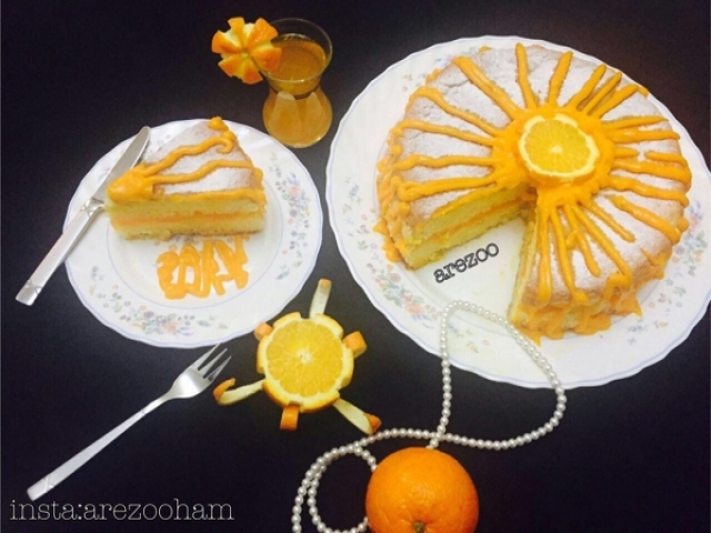 کیک زیبای زمستانی ، کیک پرتقالی با سس پرتقال
