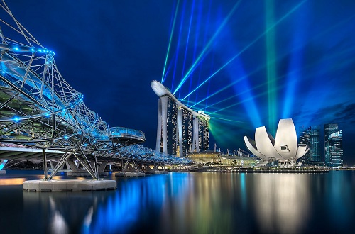 Marina Bay Sands and The Helix Bridge - (Singapore)