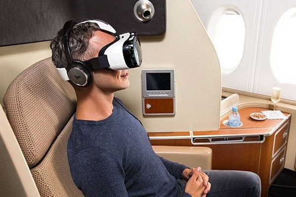 The invention of the headset to relieve nausea in the plane