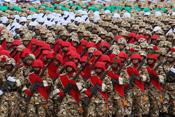 Islamic Republic of Iran army parade in a court adjacent to Hazrat Imam Khomeini (RA) began