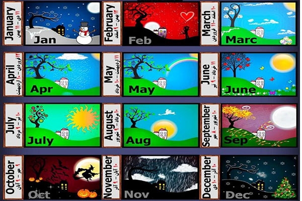 مخفف ماه های میلادی و انگلیسی