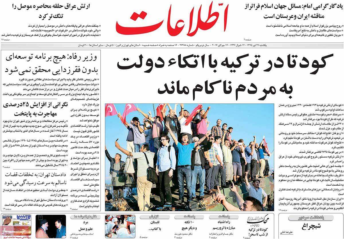 تیتر روزنامه های 27 تیر 1395 تیتر روزنامه های 27 تیر 1395