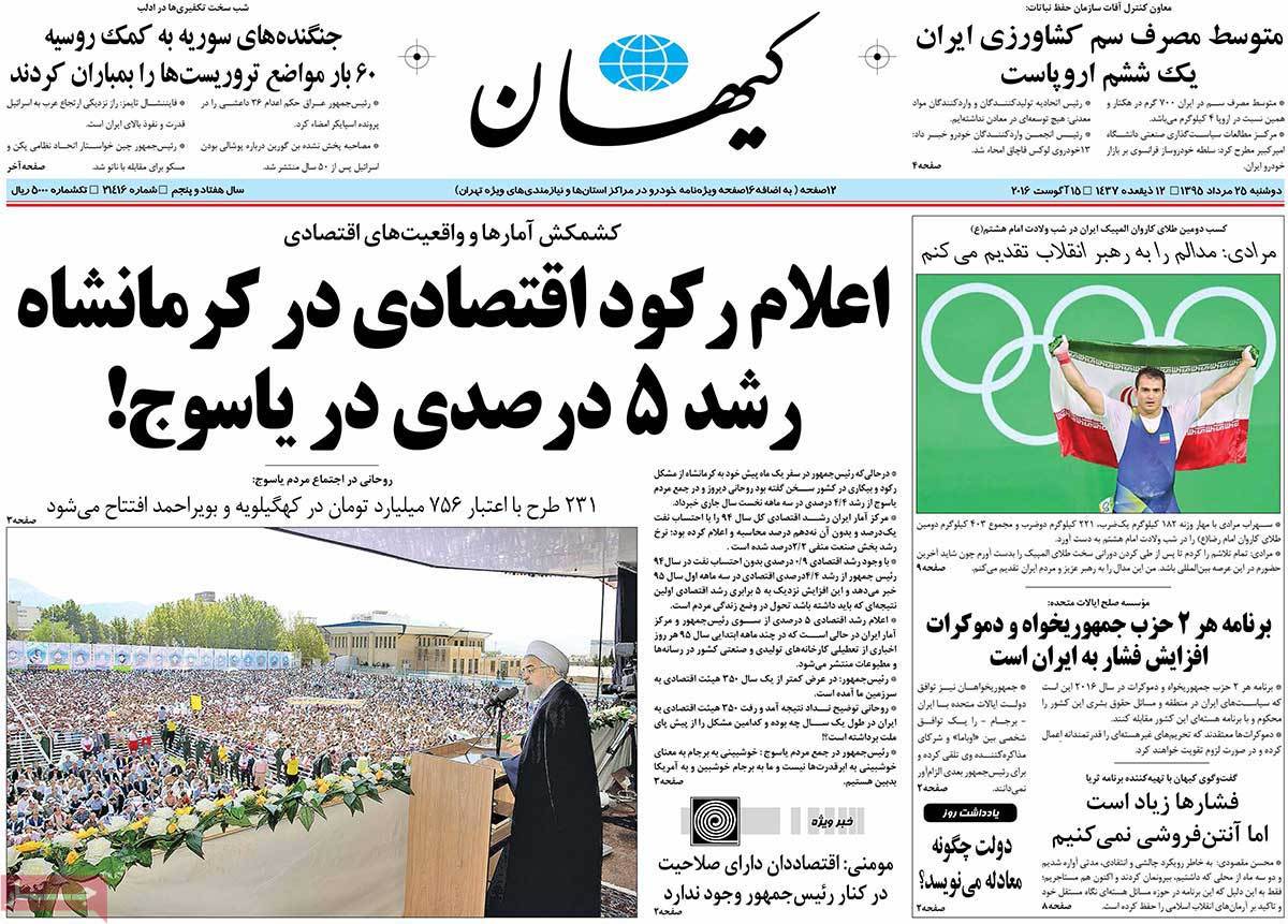 تیتر روزنامه های 25 مرداد 1395 تیتر روزنامه های 25 مرداد 1395