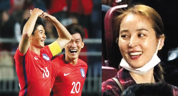 هان هه جین در ورزشگاه قطر هنگام تماشای بازی همسرش 