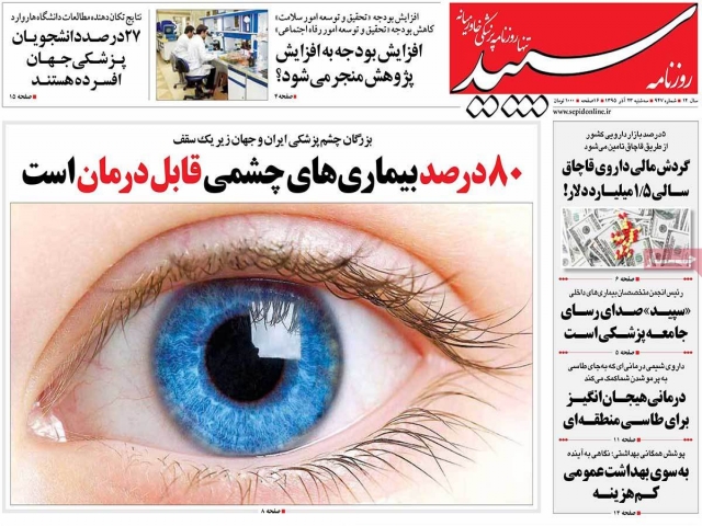 تیتر روزنامه های 23 آذر 1395 تیتر روزنامه های 23 آذر 1395