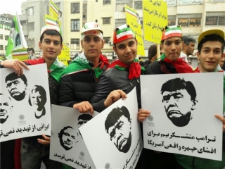 بازتاب جهانی پوستر ترامپ مچکریم در راهپیمایی 22 بهمن