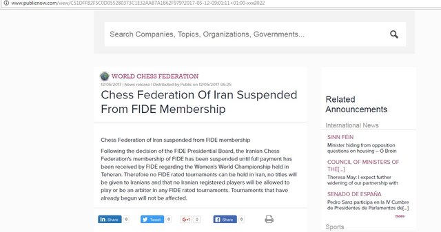فدراسیون شطرنج ایران تعلیق شد + سند
