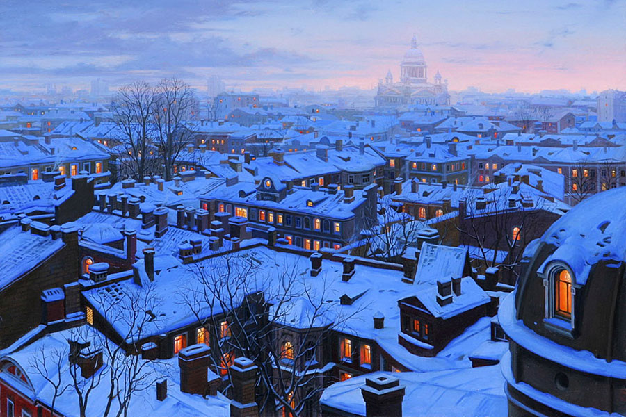 سنت پیترزبورگ پوشیده از برف