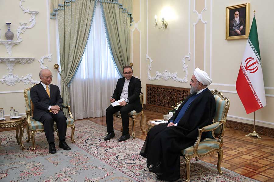 روحانی: تا زمانی به برجام پایبندیم که از منافع آن بهره‌مند شویم/ آمانو: ایران به تمامی تعهدات خود در چارچوب مقررات بین المللی و برجام عمل کرده است