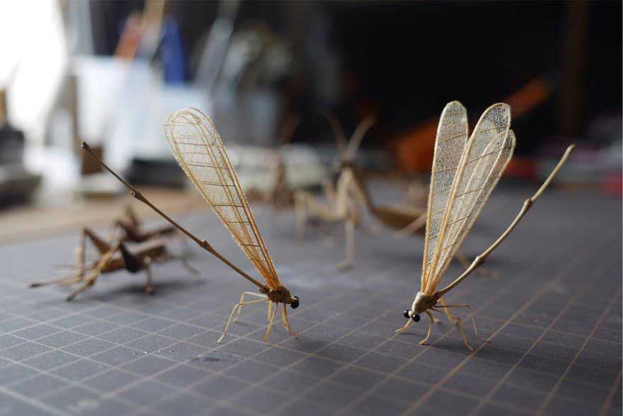 این حشرات فوق واقعی تنها از چوب بامبو ساخته شده‌اند