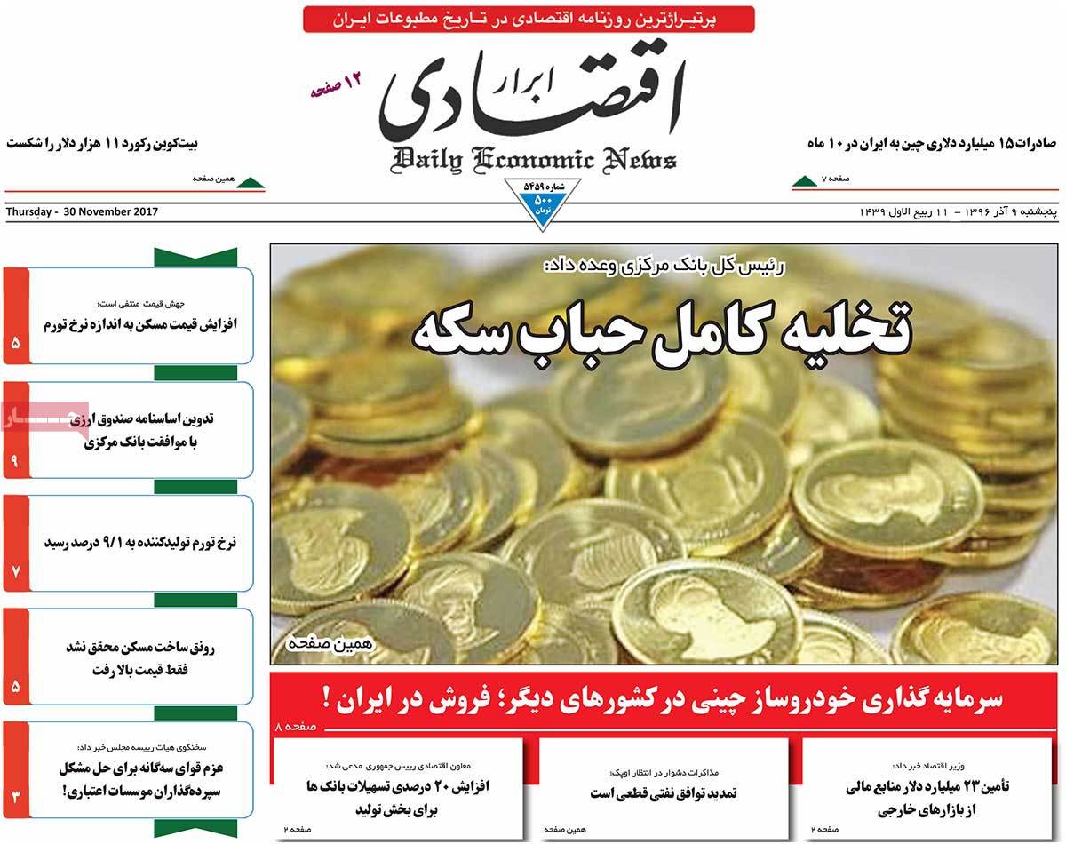 تیتر روزنامه های 9 آذر 1396 تیتر روزنامه های 9 آذر 1396