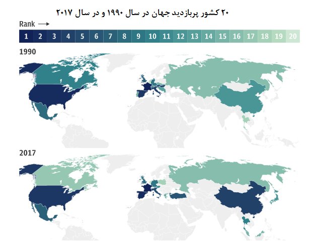 نقشه گردشگری جهان در 28 سال اخیر/ ایران در رتبه 7 جهانی