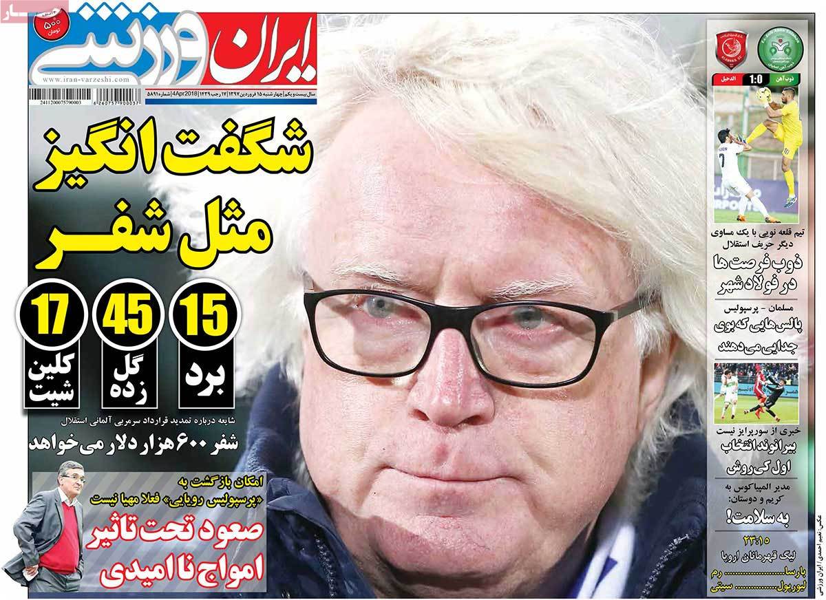 تیتر روزنامه های 15 فروردین 1397 تیتر روزنامه های 15 فروردین 1397