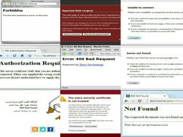 انواع خطاهای اینترنتی زمان نمایش وبسایت ها در مرورگر انواع خطاهای اینترنتی زمان نمایش وبسایت ها در مرورگر