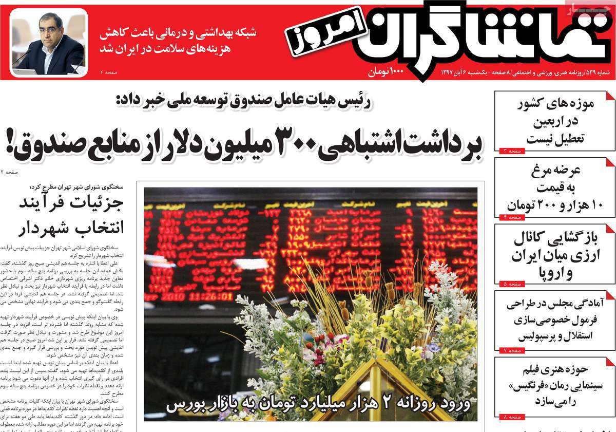 تیتر روزنامه های 6 آبان 97 تیتر روزنامه های 6 آبان 97