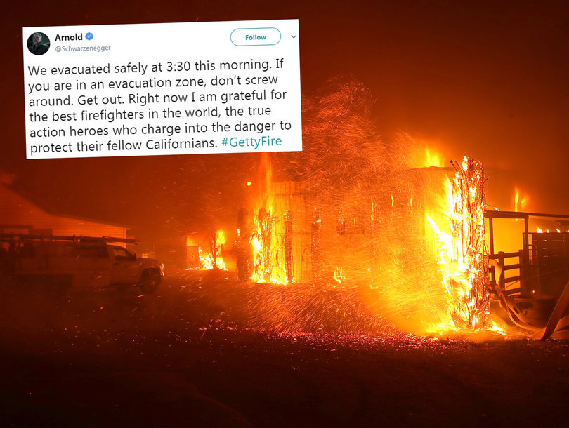 سوختن خانه‌های چند میلیون دلاری سلبریتی‌ها در آتش کالیفرنیا/ آرنولد شوارتزنگر و ستاره بسکتبال در میان آوارگان