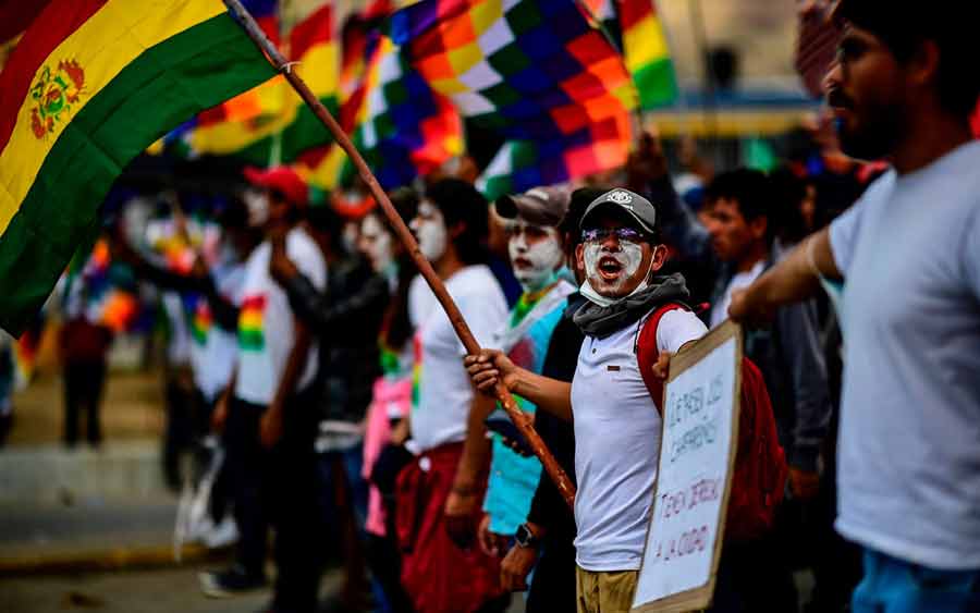راهپیمایی و اعتراض طرفداران رئیس جمهور سابق بولیوی اوو مورالس