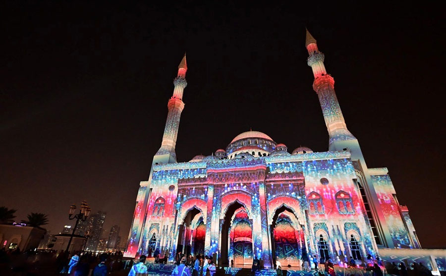 مسجد النور در دهمین جشنواره سالانه نور شارجه در امارات