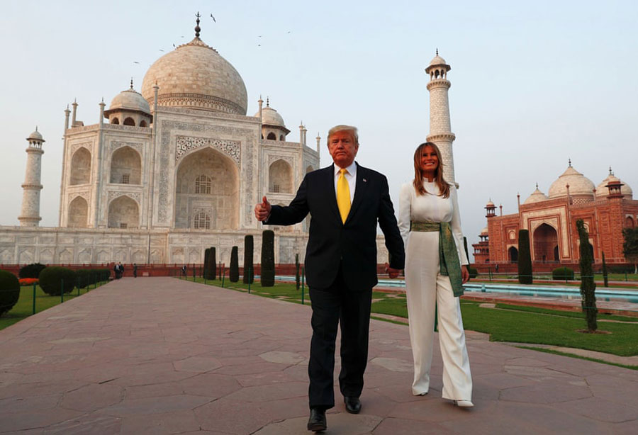 بازدید ترامپ و خانواده اش از بنای تاریخی تاج محل هندوستان
