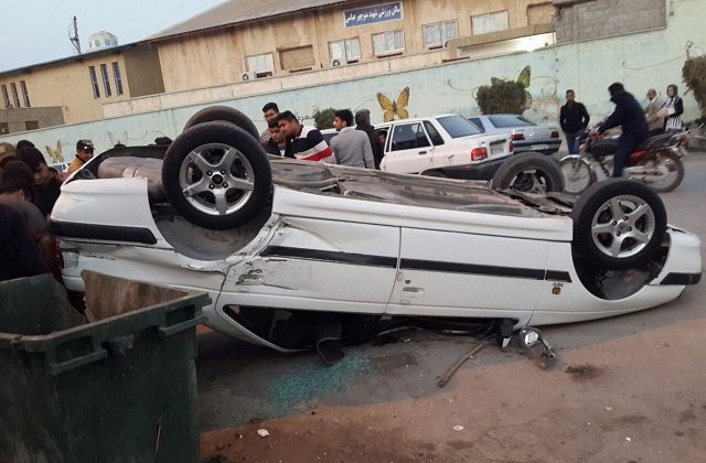 واژگونی یک دستگاه خودروی سواری در اتوبان بابایی - The overturning of a car on Babaei Highway